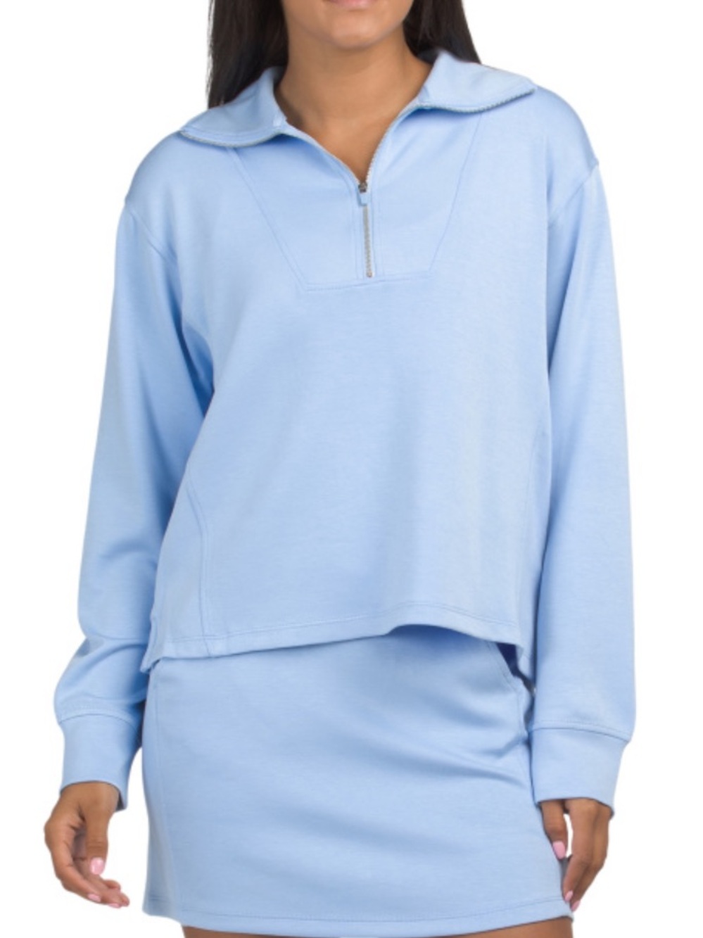 Tommy BAHAMA Light Blue Quarter-Zip Pullover Top - Women's